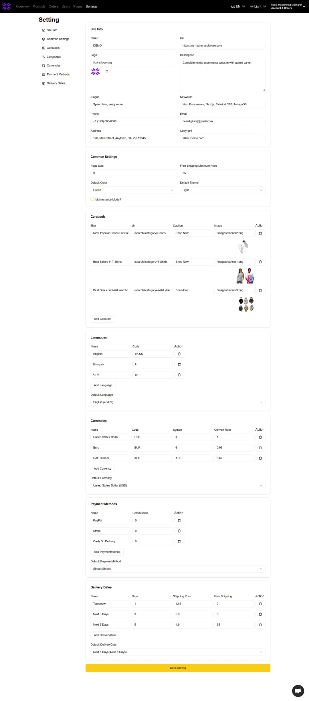 Nextjs Ecommerce Website